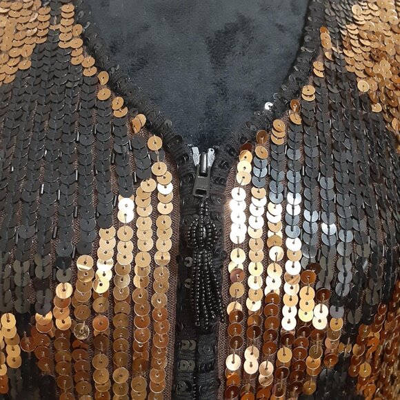 Berek Takako Sakon Vintage Full Zip Sequin Sweater Jacket Women's Large - Picture 7 of 13